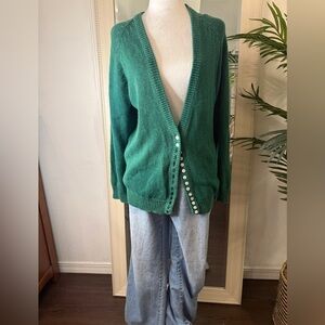Vintage Green Button-Up Women's Cardigan